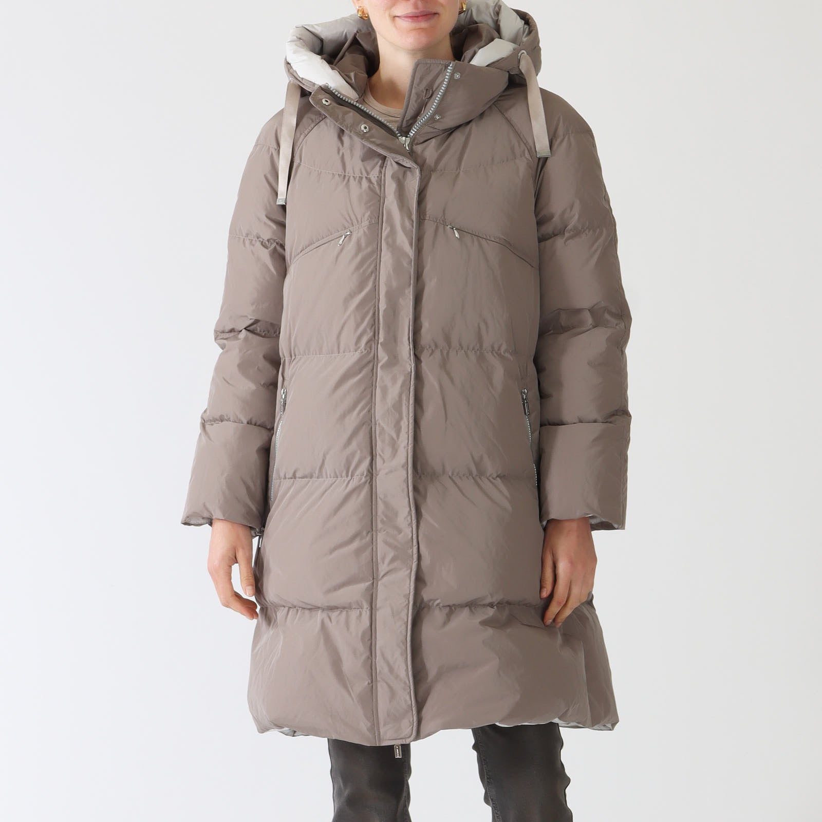 Tortora Hooded Down Quilted Coat