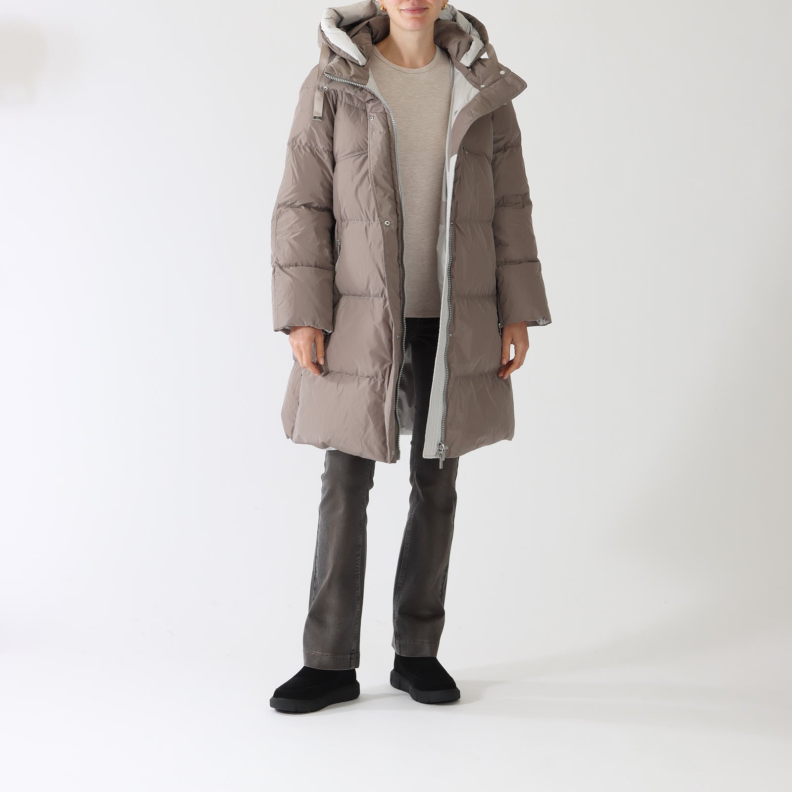 Tortora Hooded Down Quilted Coat