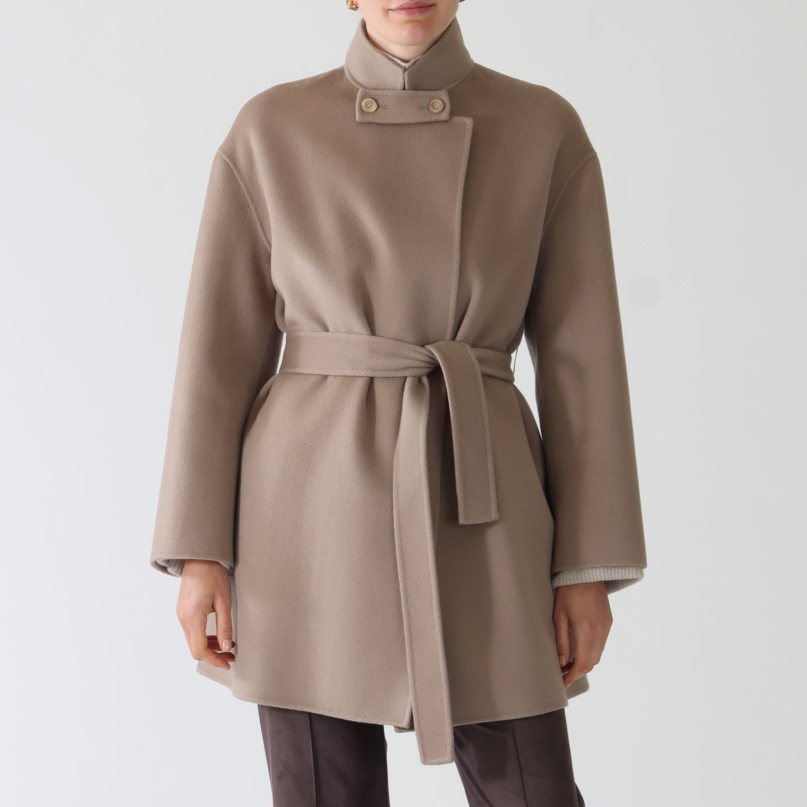 Tortora Wool and Cashmere Blend Coat