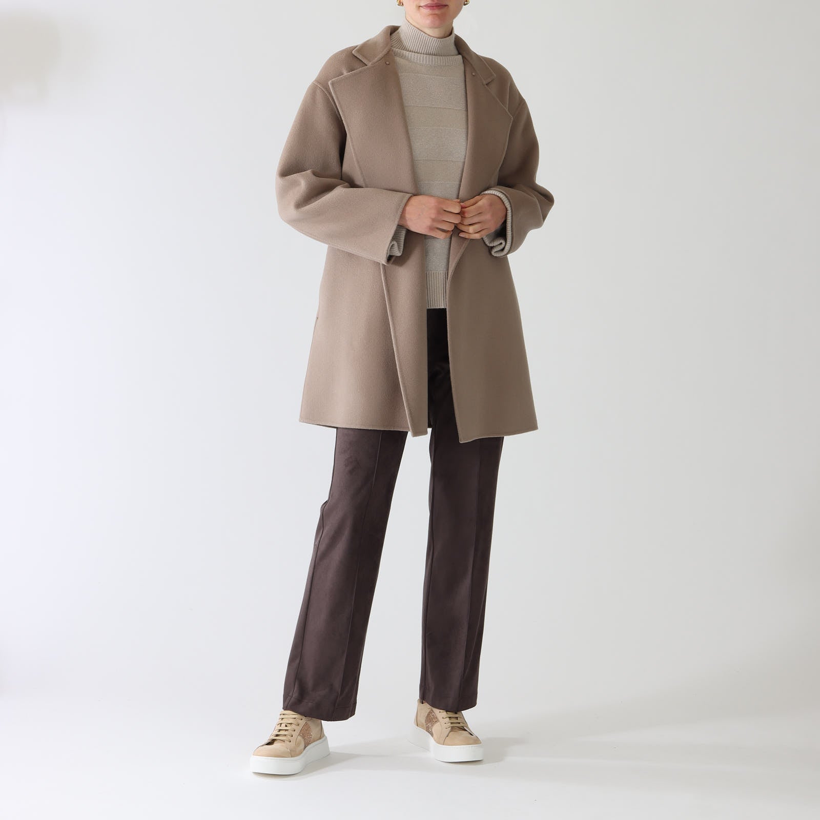 Tortora Wool and Cashmere Blend Coat