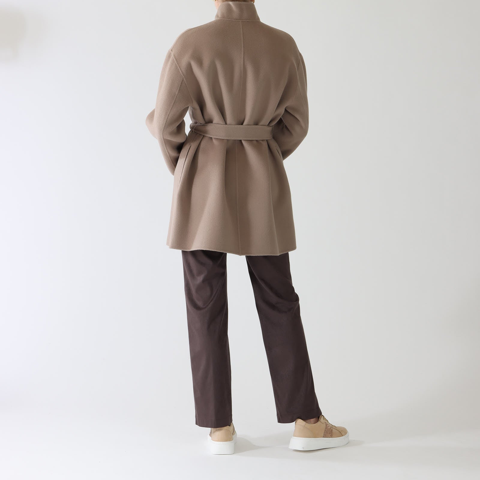 Tortora Wool and Cashmere Blend Coat