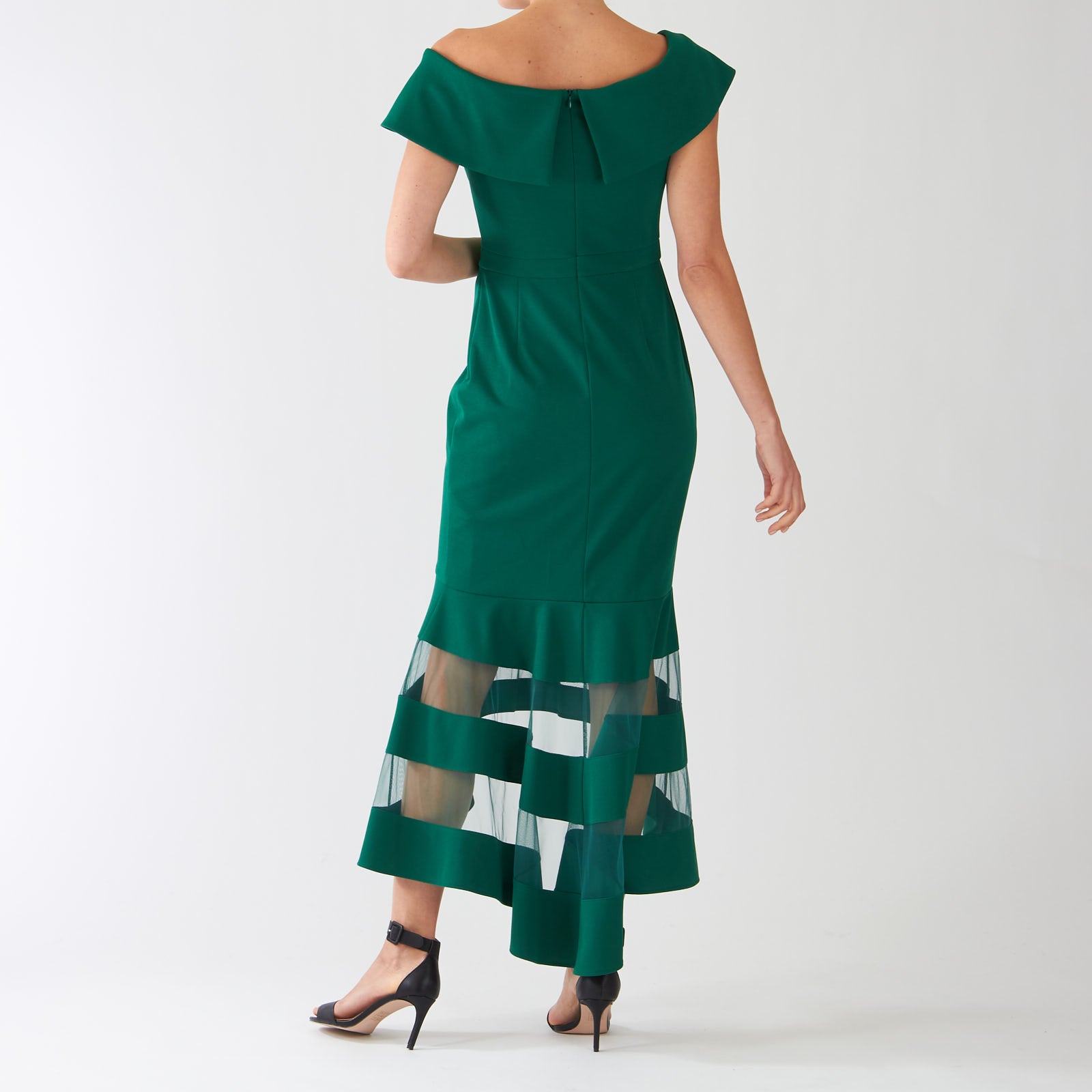 True Emerald Sheer Detail Dress