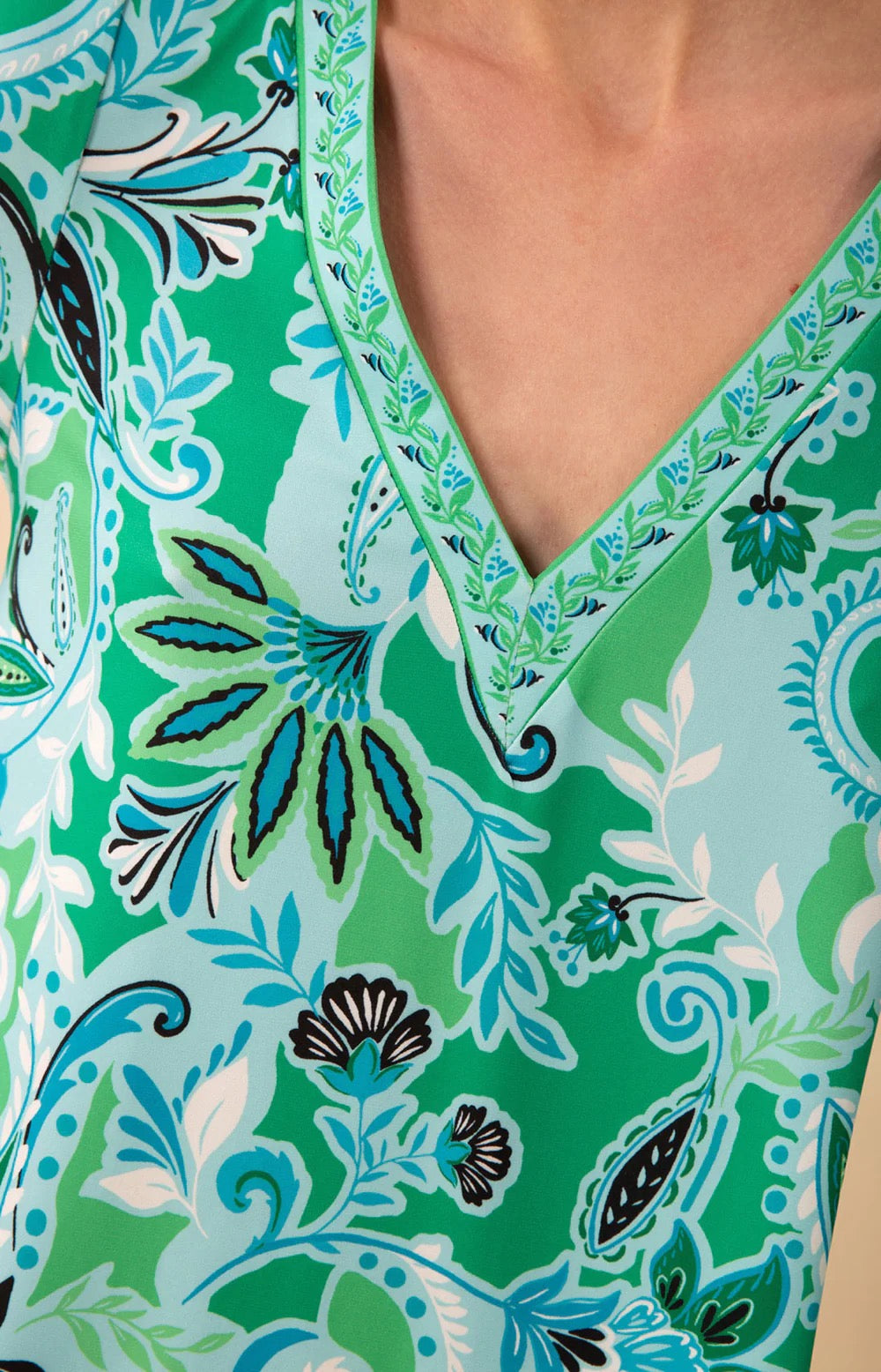 Turquoise Elliana Printed Jersey Mini Dress