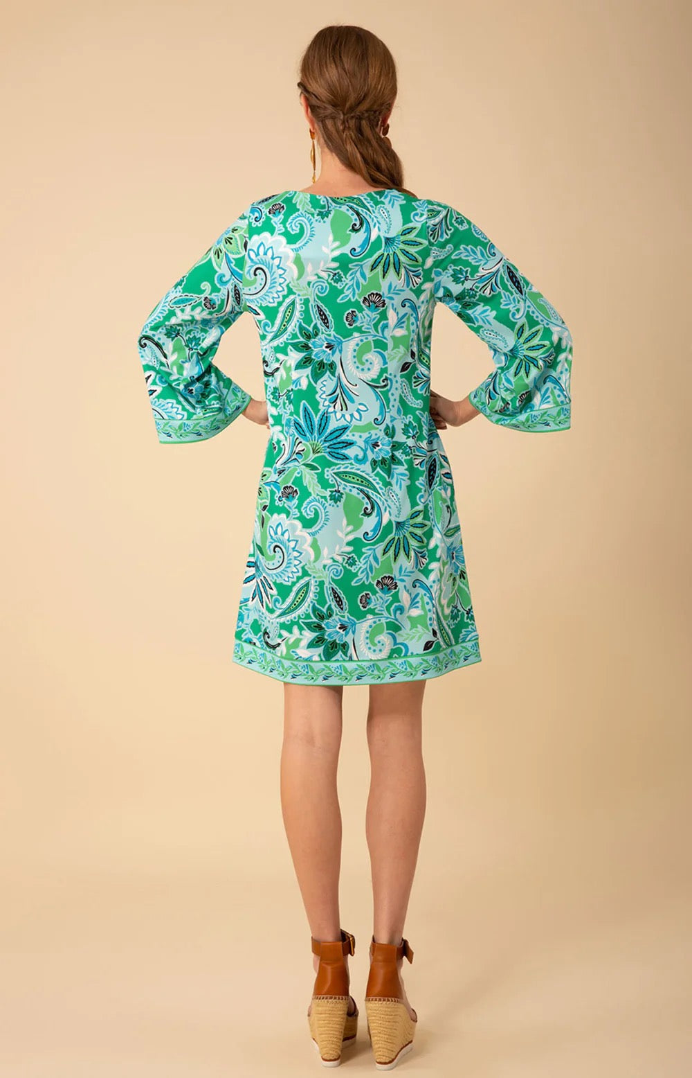 Turquoise Elliana Printed Jersey Mini Dress