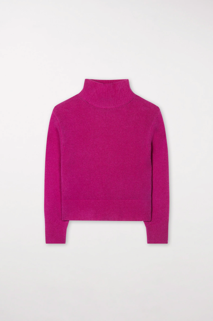 Ultra Pink Cashmere Blend Turtleneck Sweater