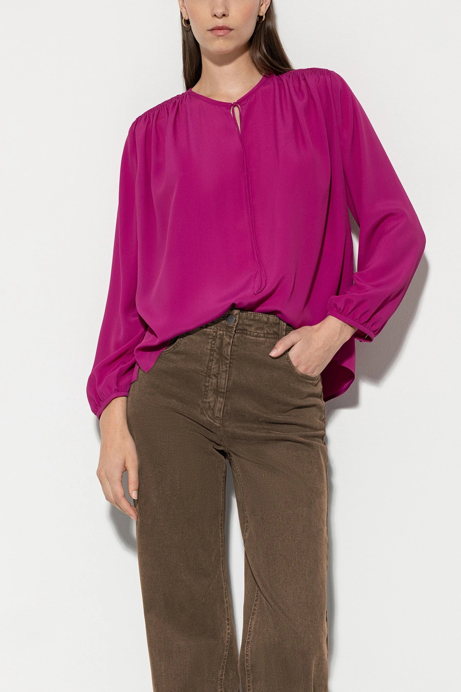 Ultra Pink Silk Blend Blouse