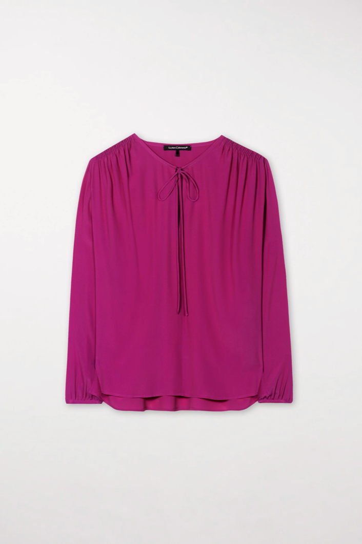 Ultra Pink Silk Blend Blouse