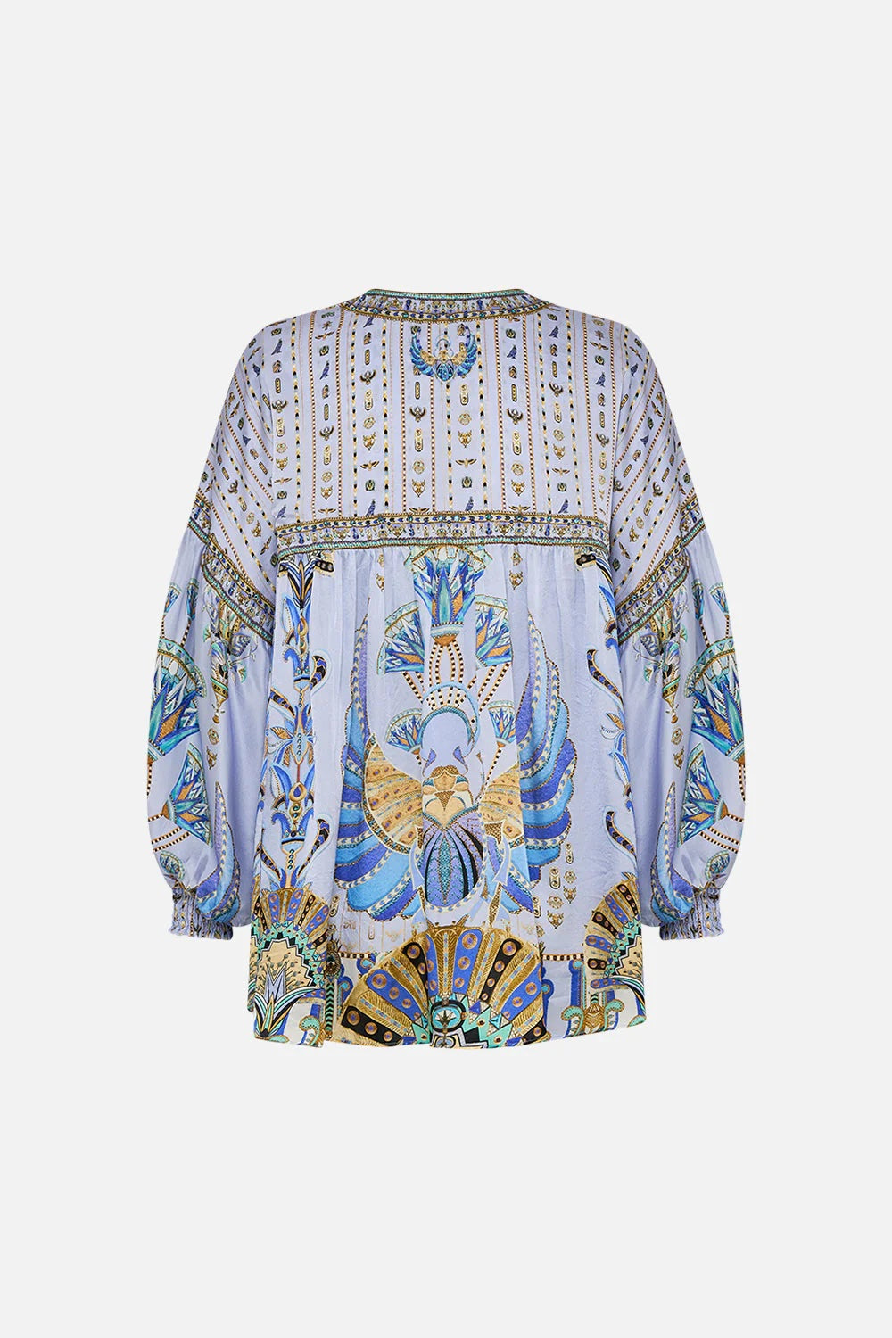 Under Scarab Skies Blouson Blouse With Neck Tie