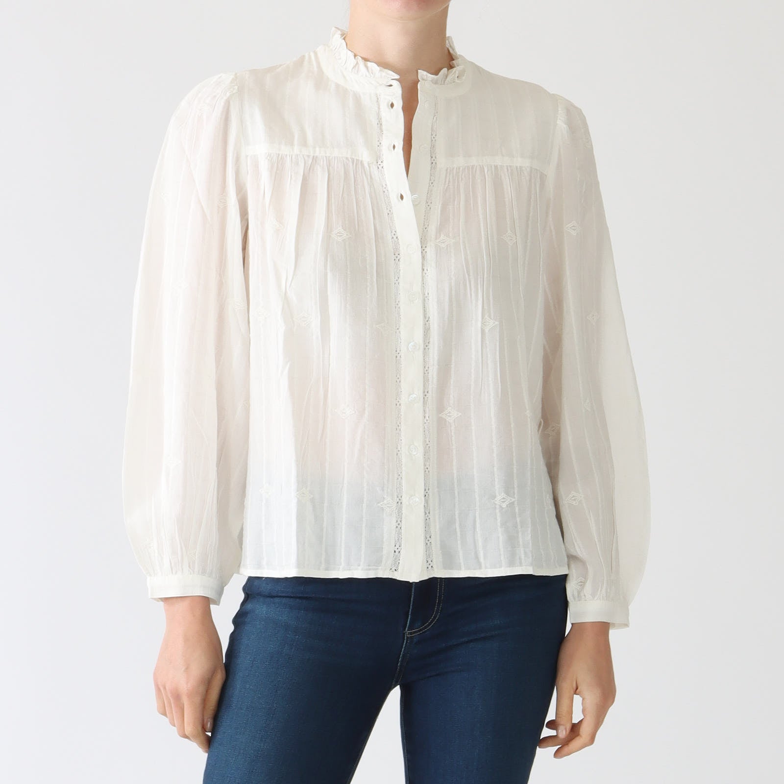 Ecru Melody Cotton Blend Blouse