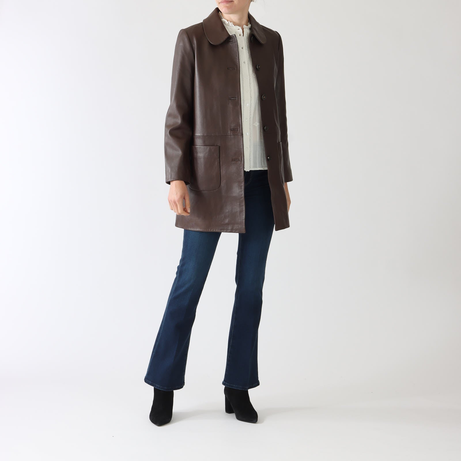 Marron Madie Leather Coat