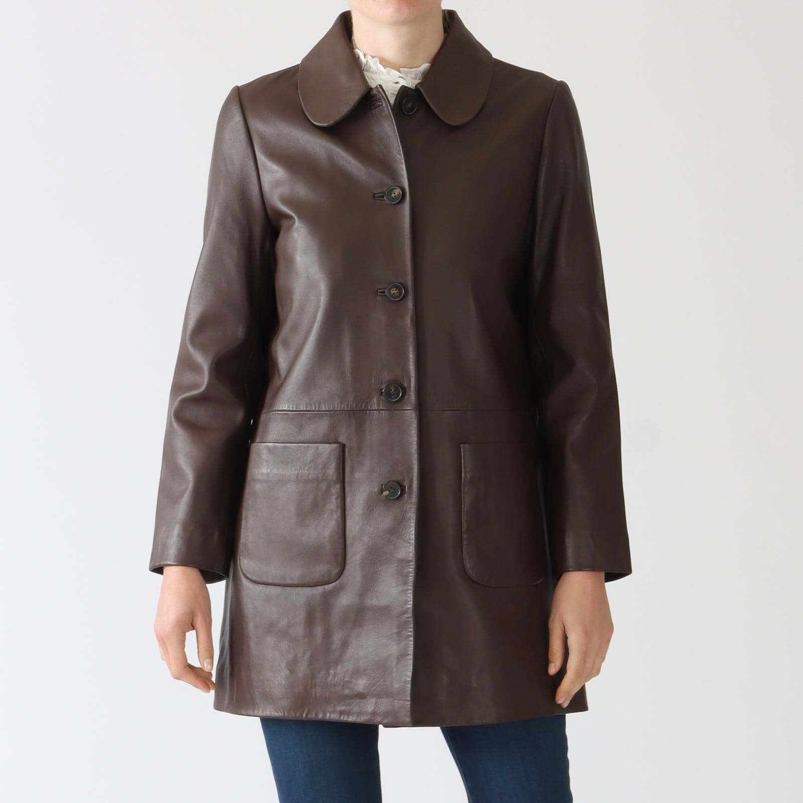 Marron Madie Leather Coat