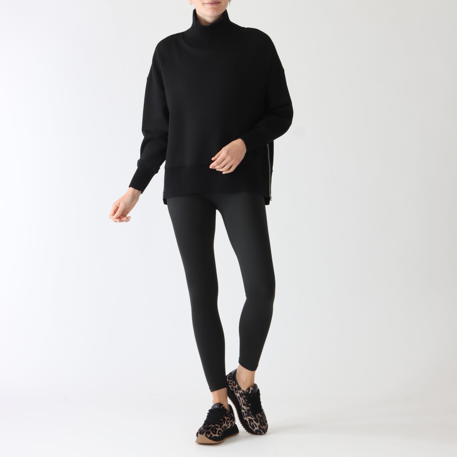 Black Barker High-Neck Sweatshirt