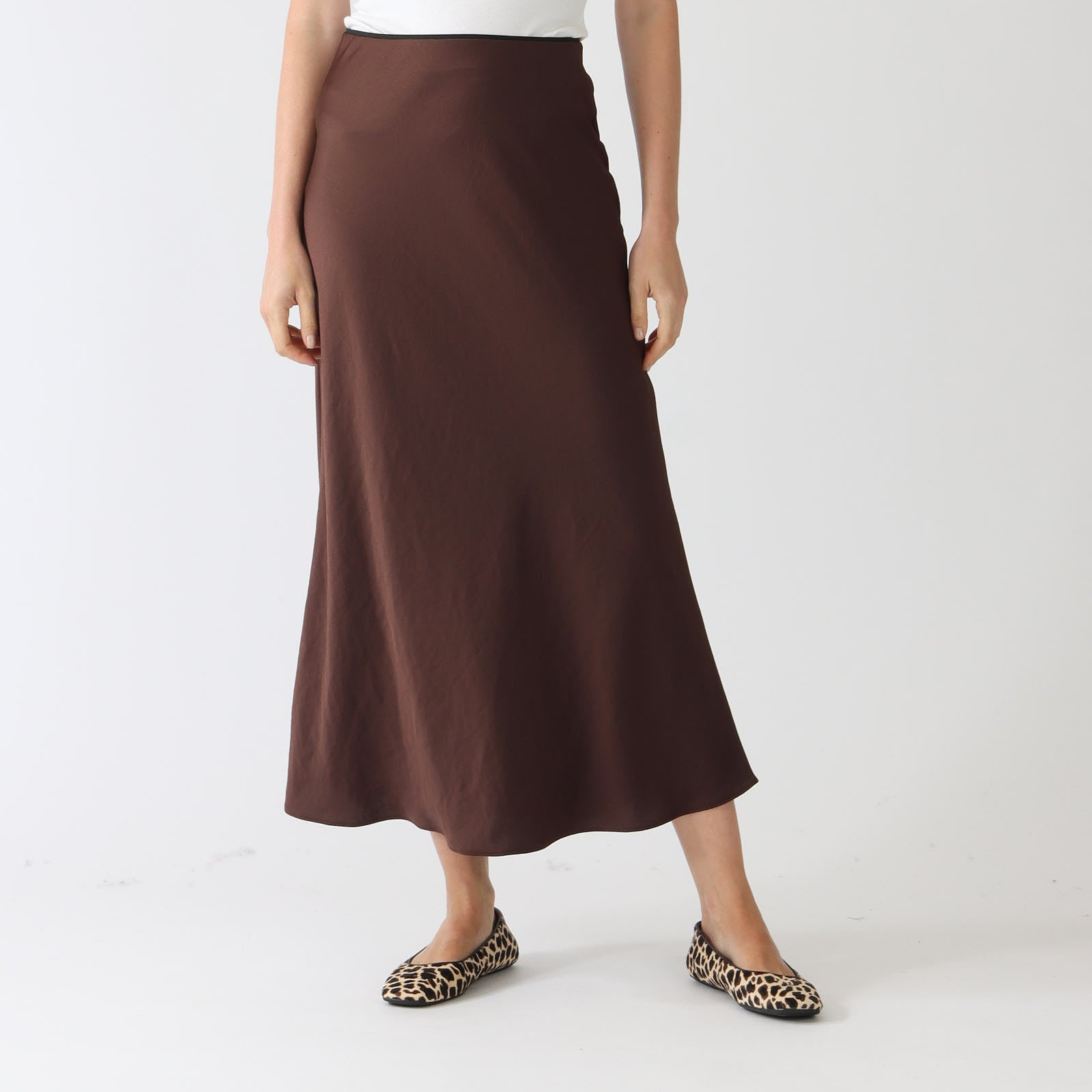 Espresso Light Bias Cut Midi Skirt
