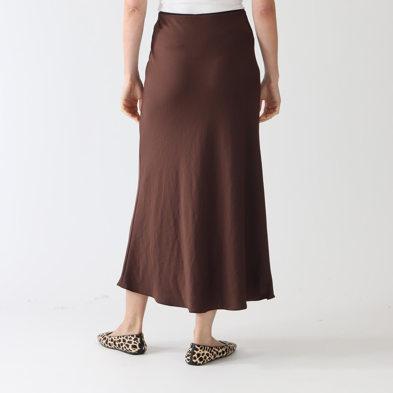 Espresso Light Bias Cut Midi Skirt