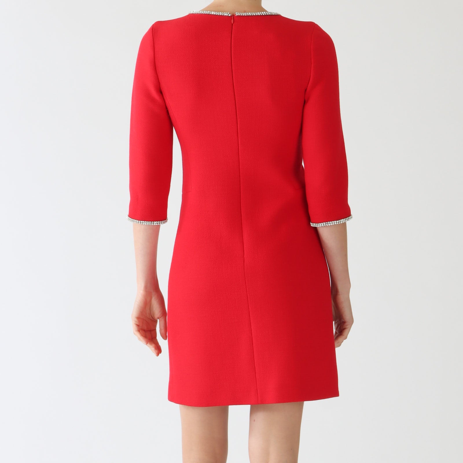 Carlen Rouge Rhinestone Wool Crepe Dress