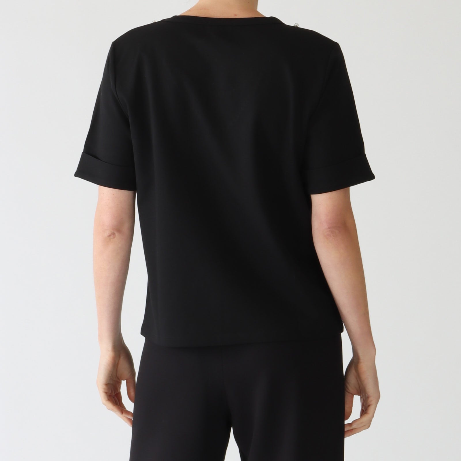 Gaffa Noir T-Shirt With Pearls and Rhinestones