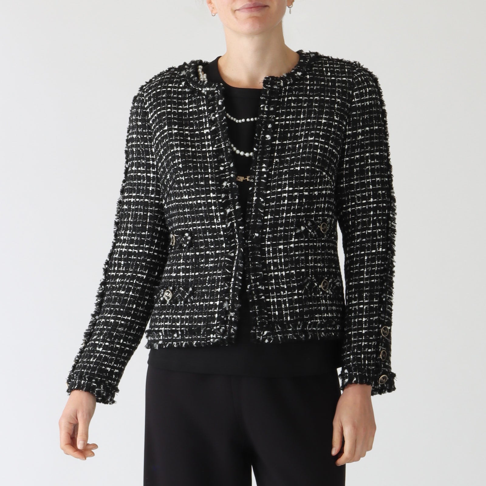 Camyl Noir Fringed Tweed Jacket