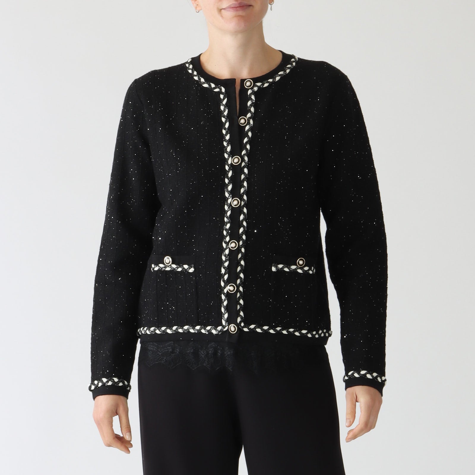 Farrell Noir Sparkling Tweed Cardigan
