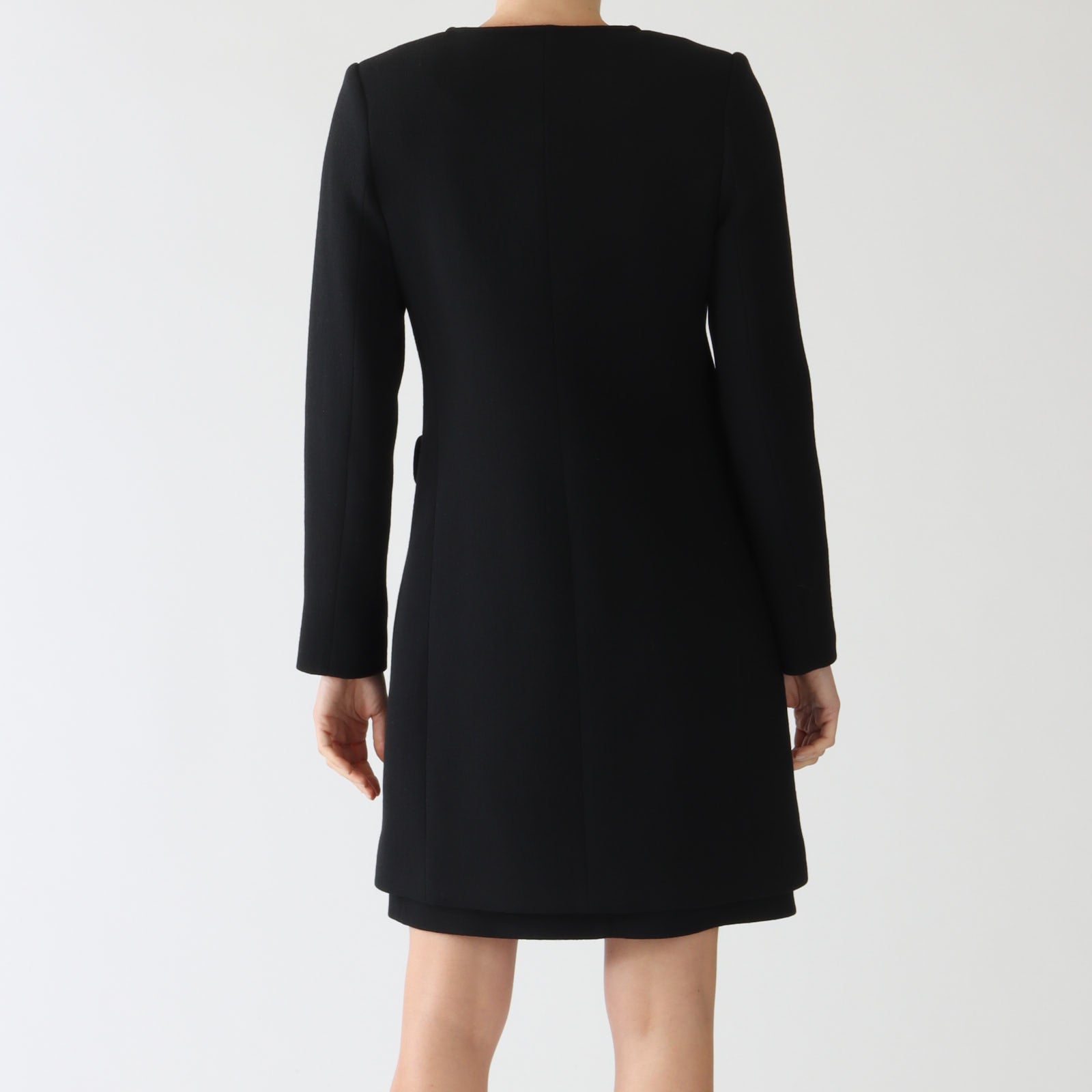 Carlen Noir Wool Crepe Coat