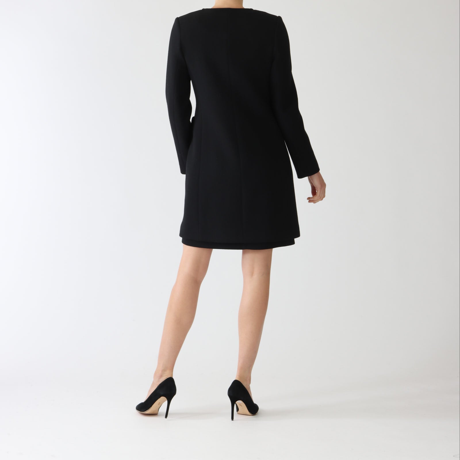Carlen Noir Wool Crepe Coat