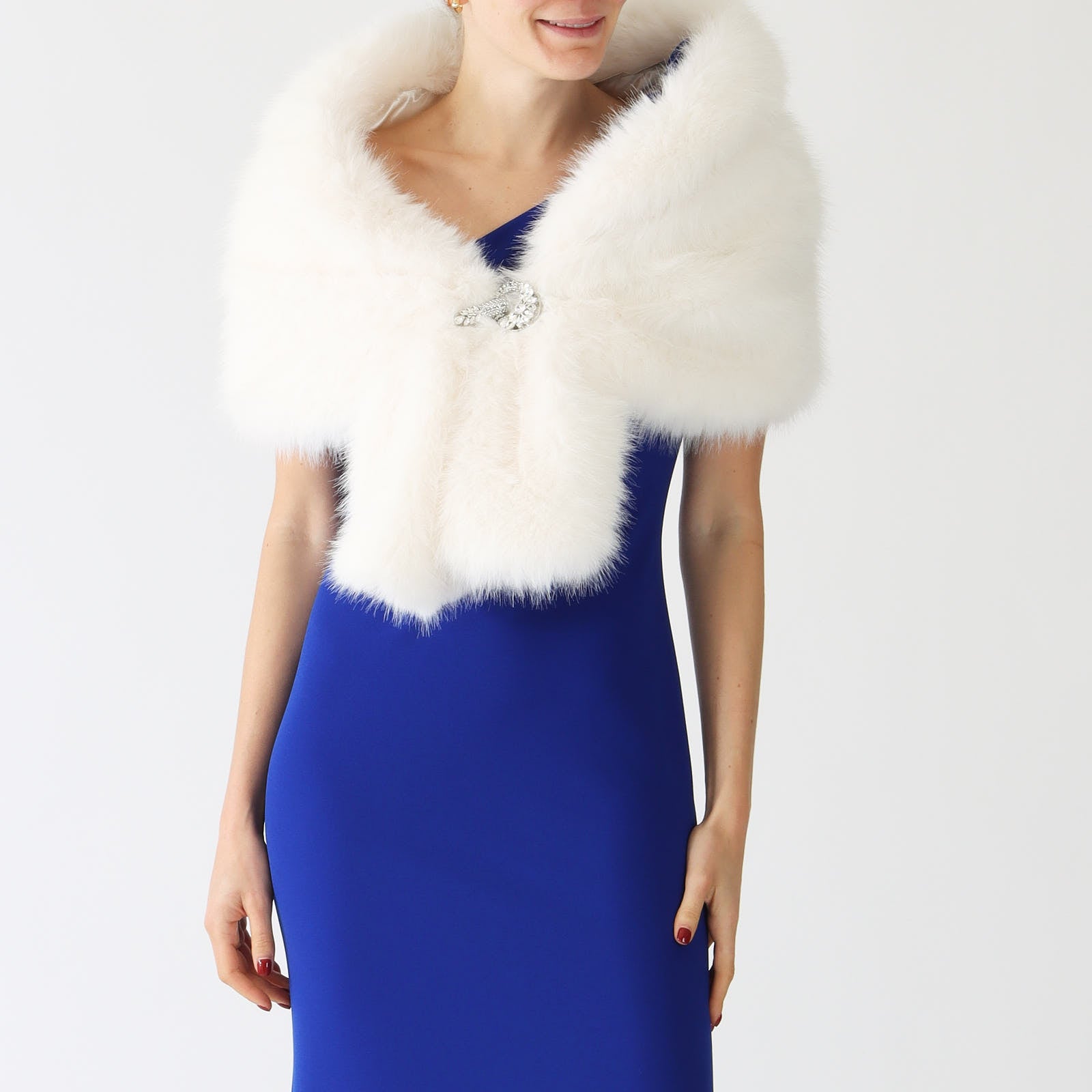 Vanilla Faux Fur Brooch Cover-Up