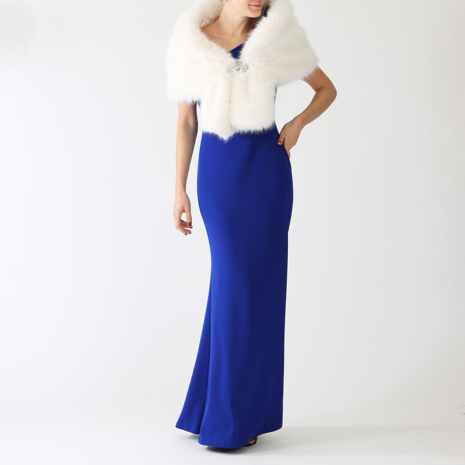 Vanilla Faux Fur Brooch Cover-Up