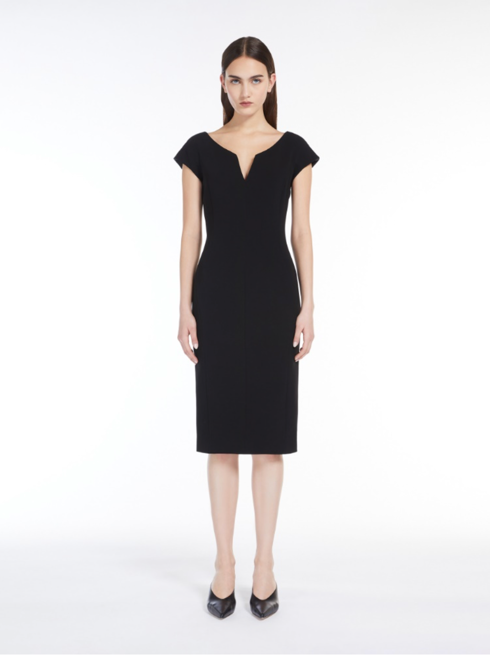 Visby Black Cady Midi Dress