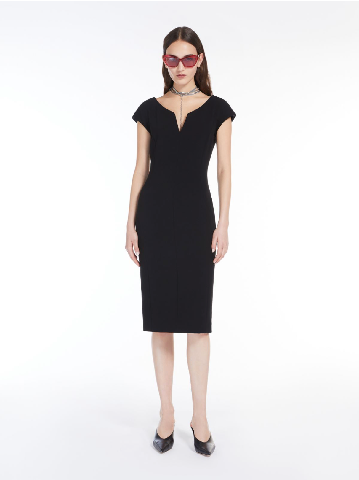 Visby Black Cady Midi Dress