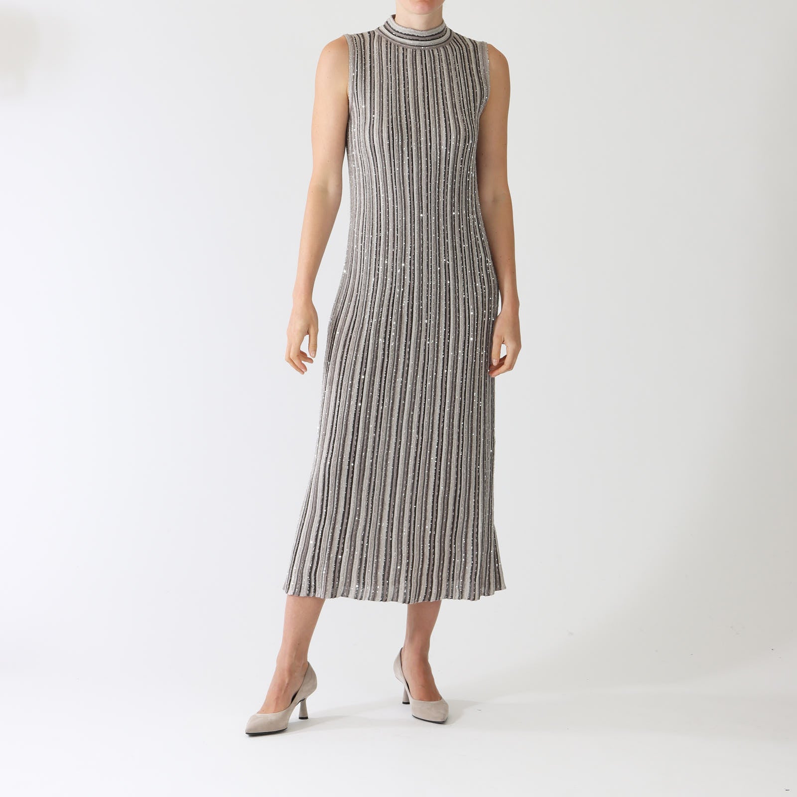 Visone Lurex Stripe Midi Dress