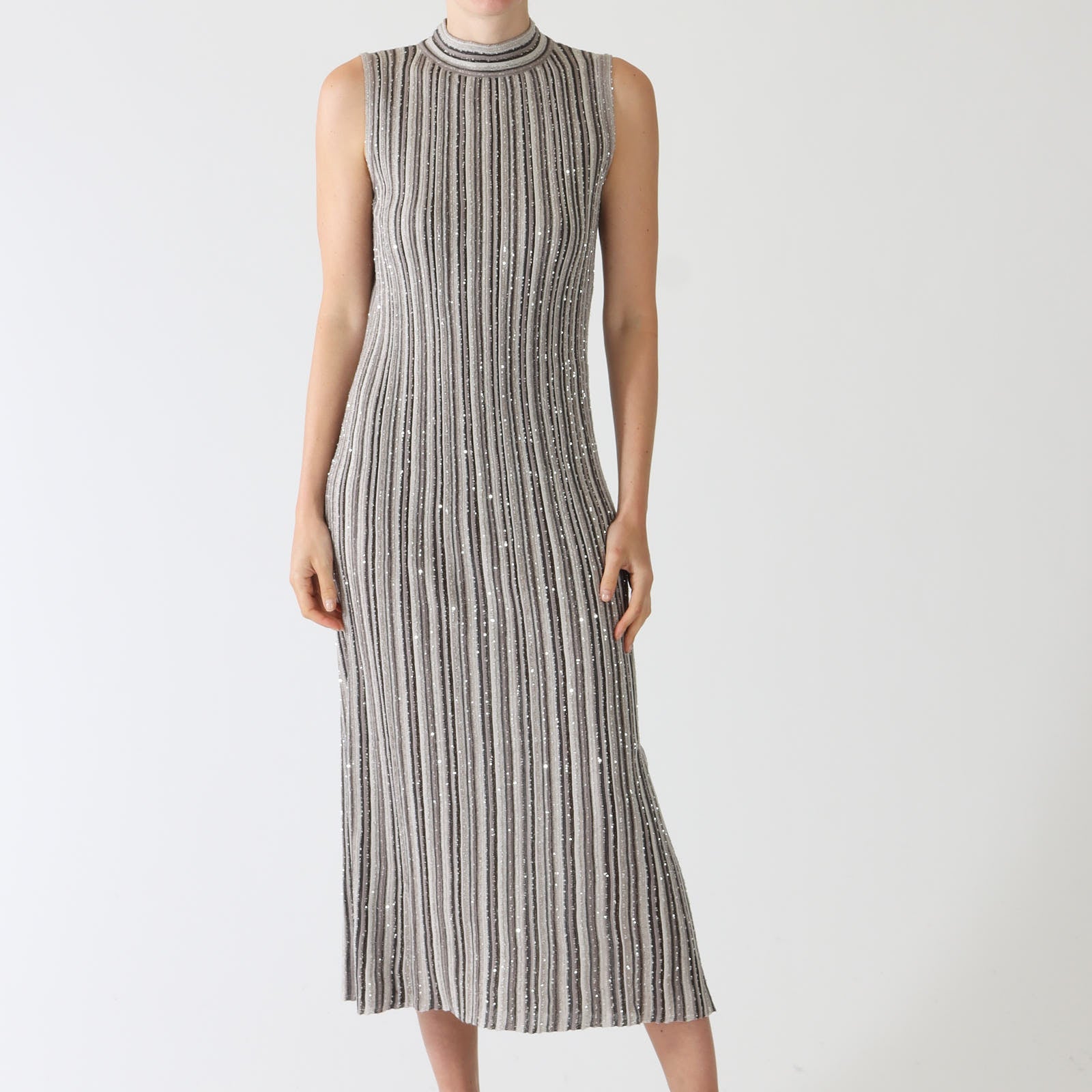 Visone Lurex Stripe Midi Dress