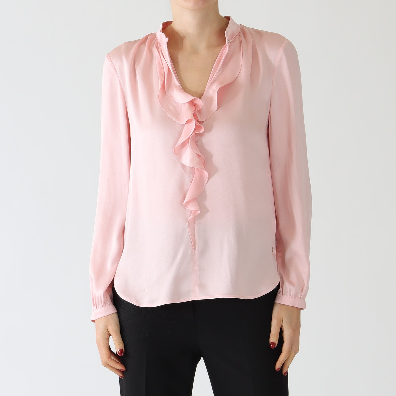 Warm Rose Frill Silk Blend Blouse