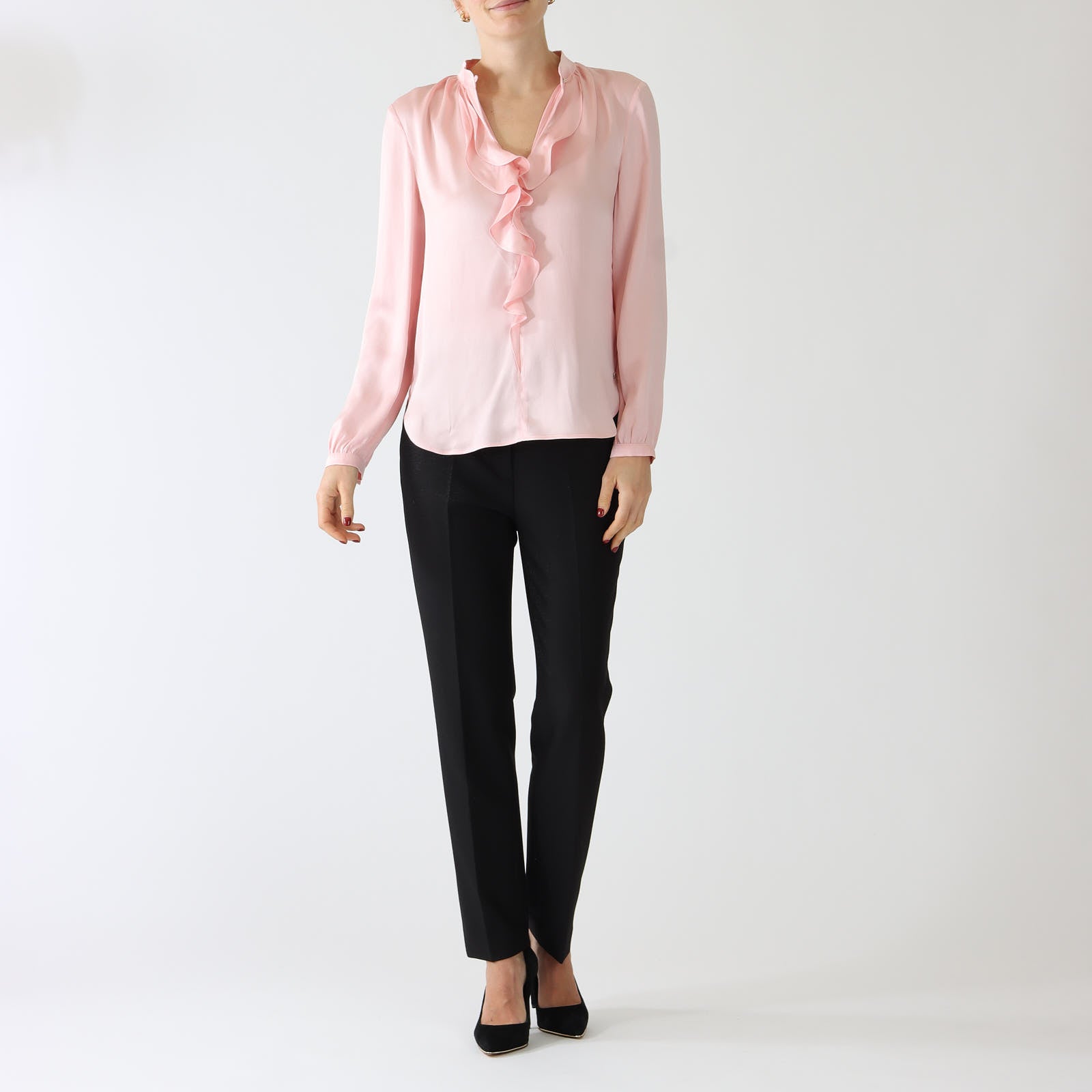 Warm Rose Frill Silk Blend Blouse