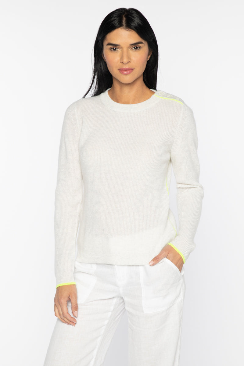 Whisper Cashmere Sweater With Citron Trims