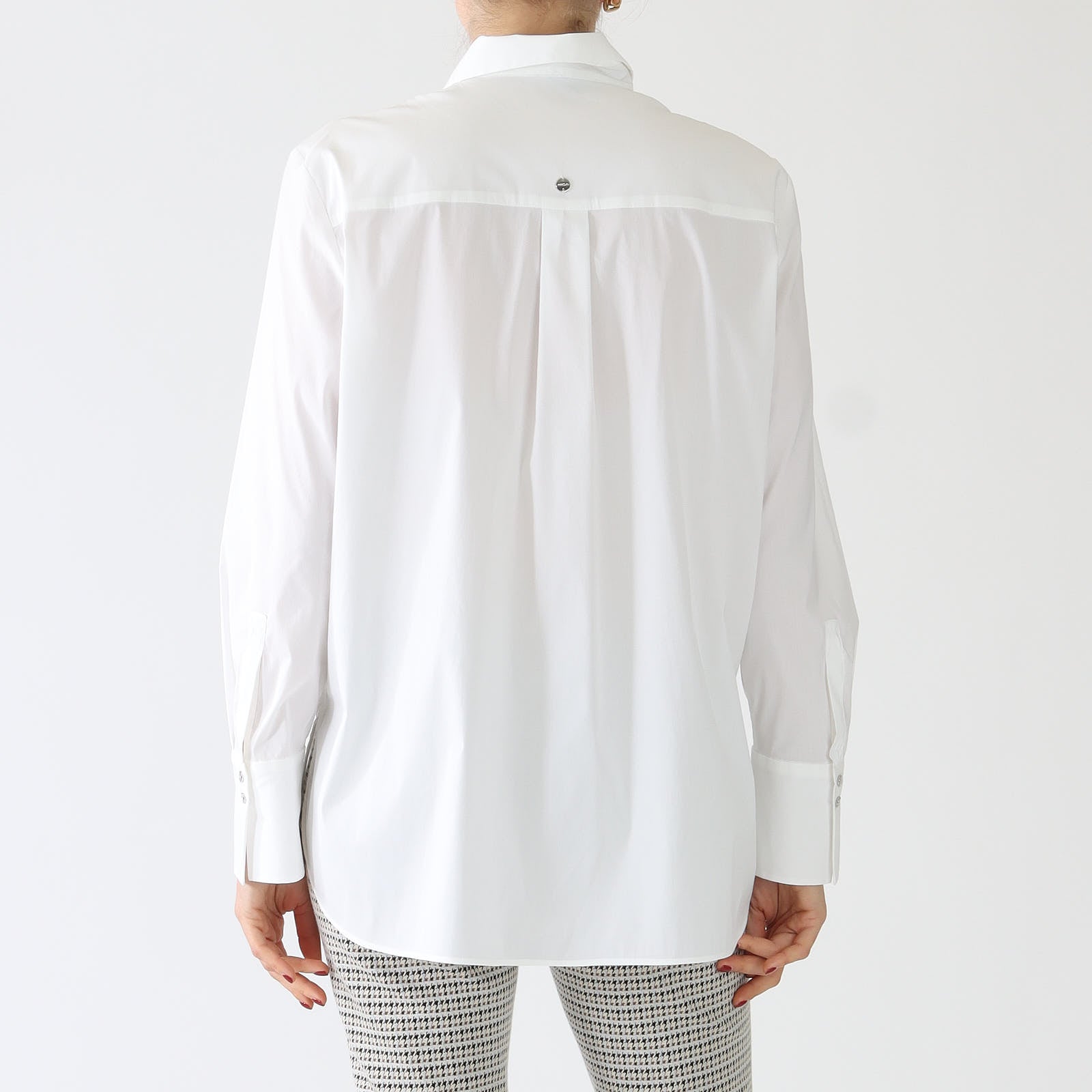 White Bib Detail Stretch Cotton Shirt