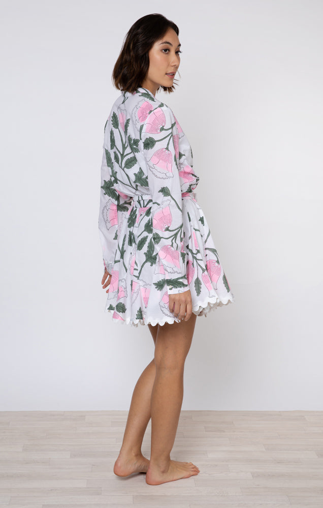 White & Candy Floral Long Sleeve Dress