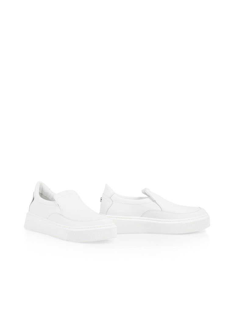 Steve madden white leather slip ons online