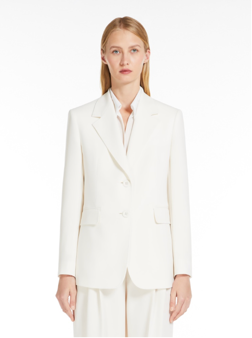 White Linz Single-Breasted Cady Blazer