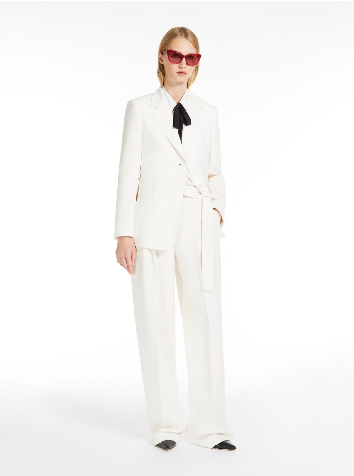 White Linz Single-Breasted Cady Blazer