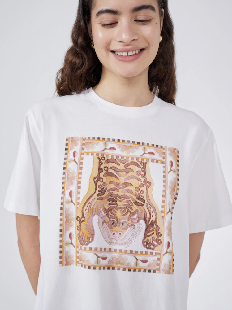 White Lotus Tiger Print T-Shirt