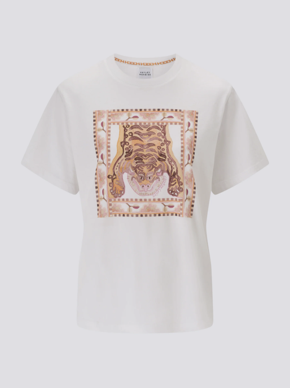 White Lotus Tiger Print T-Shirt