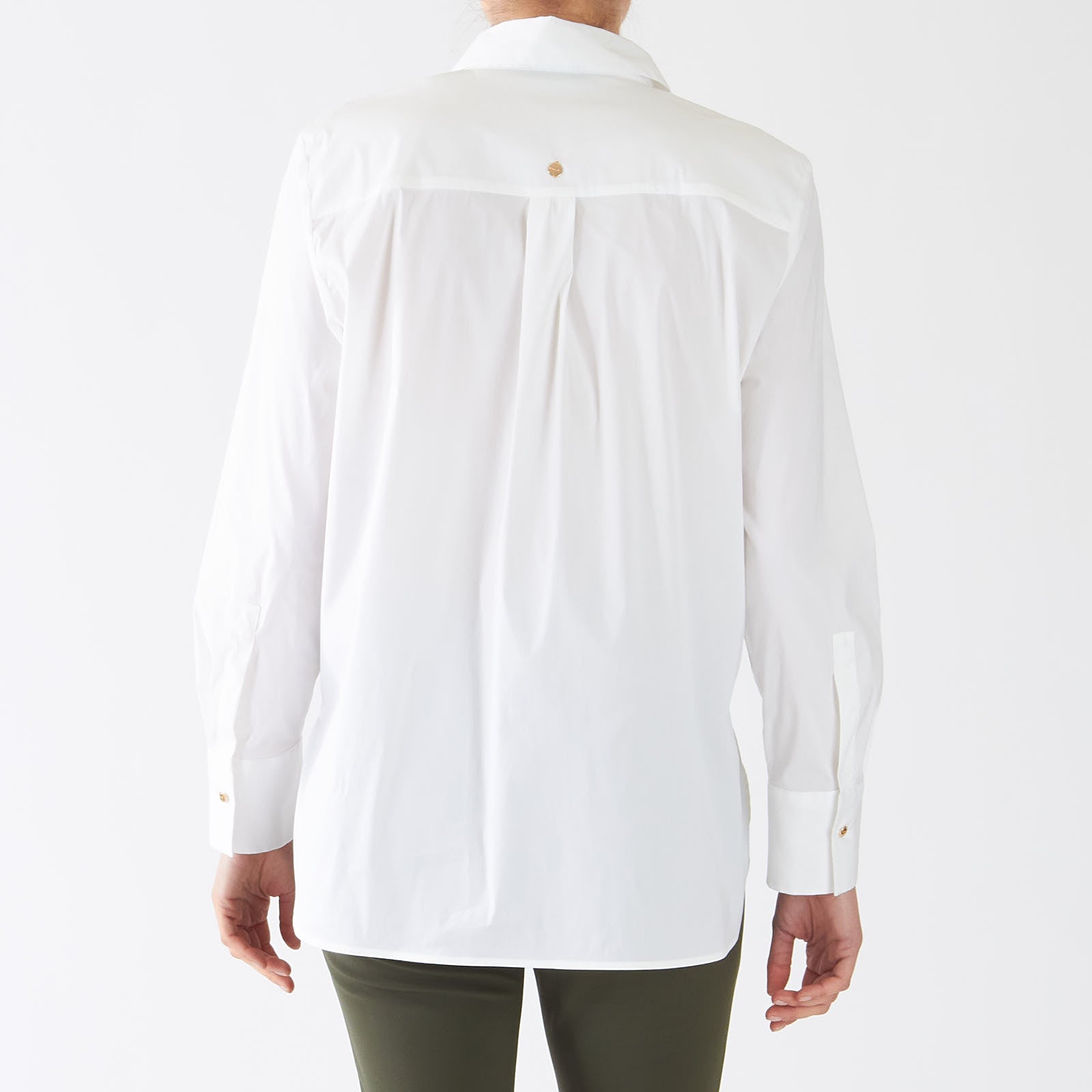 White Stretch Cotton Blend Shirt