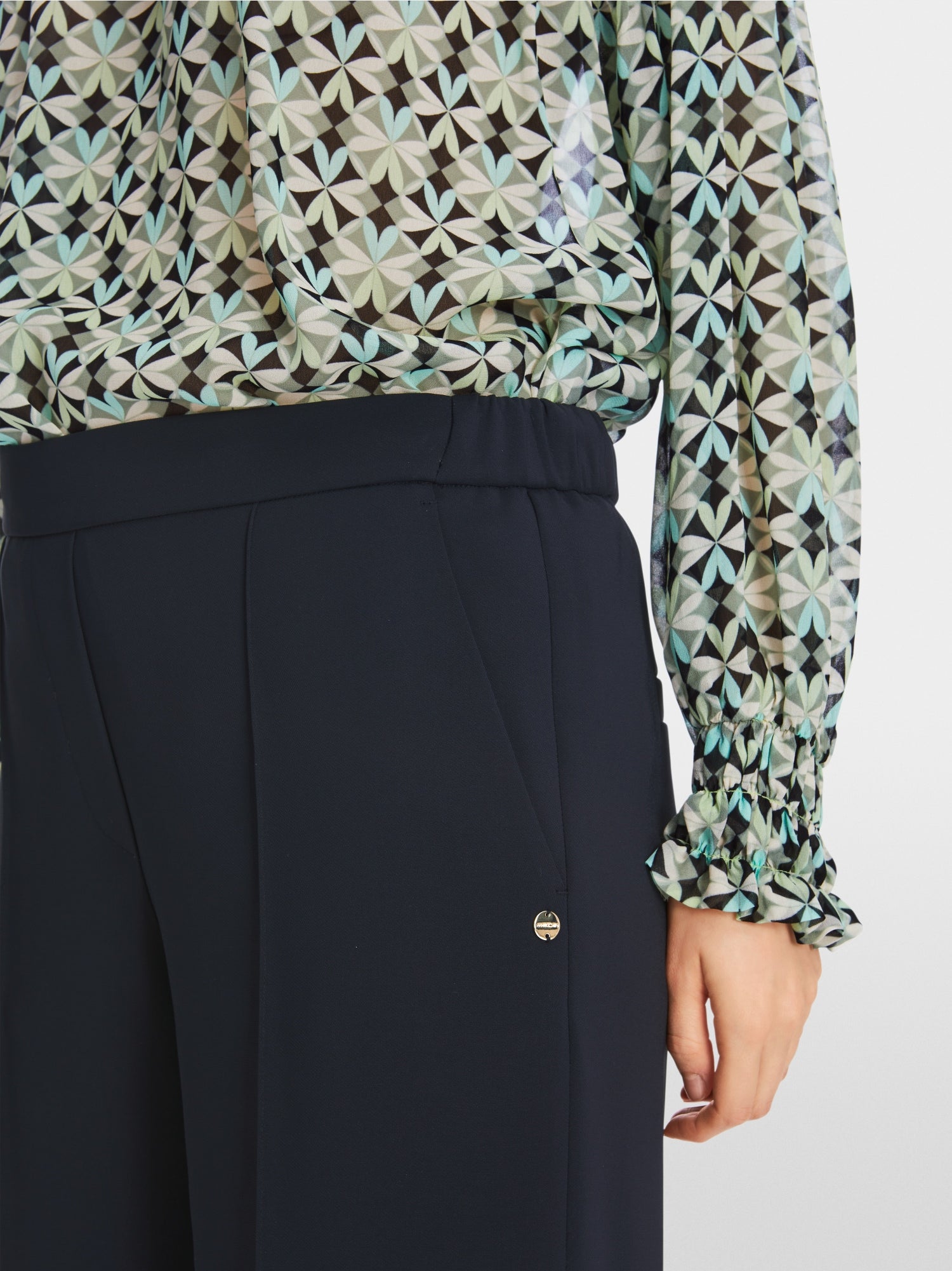 Midnight Blue Washington Wide Leg Tailored Pants