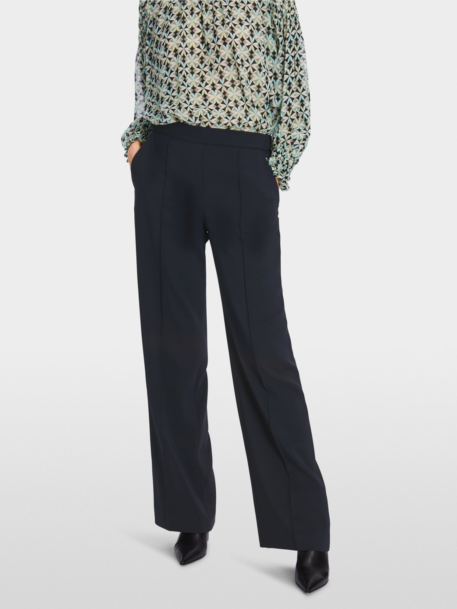 Midnight Blue Washington Wide Leg Tailored Pants