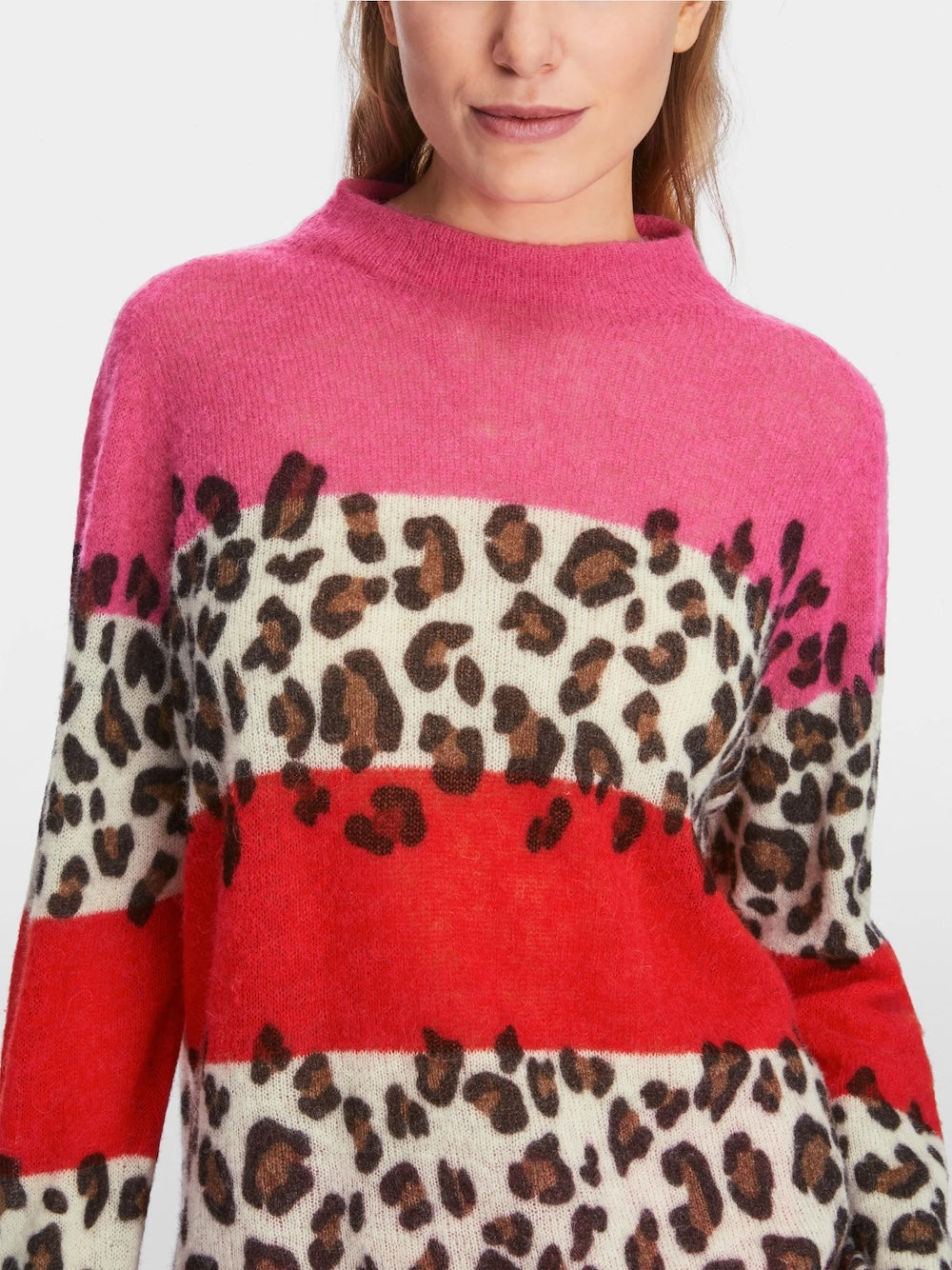 Bright Fire Red Alpaca Blend Leopard Sweater