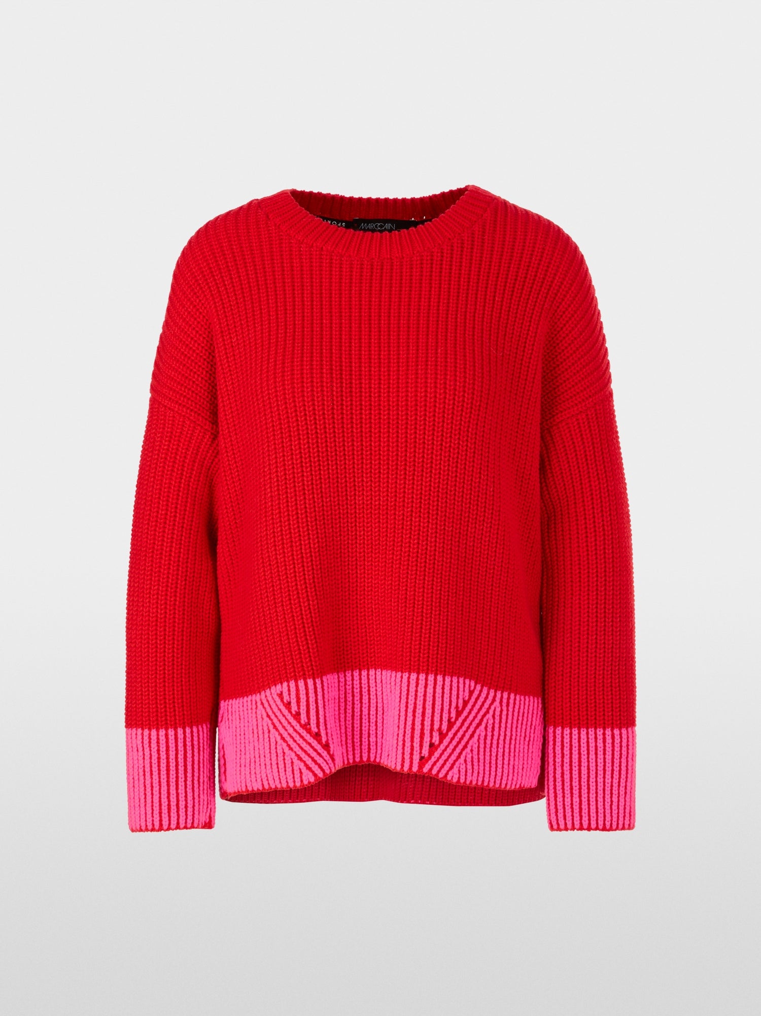 Bright Fire Red Wool Blend Ribbed Knit Sweater