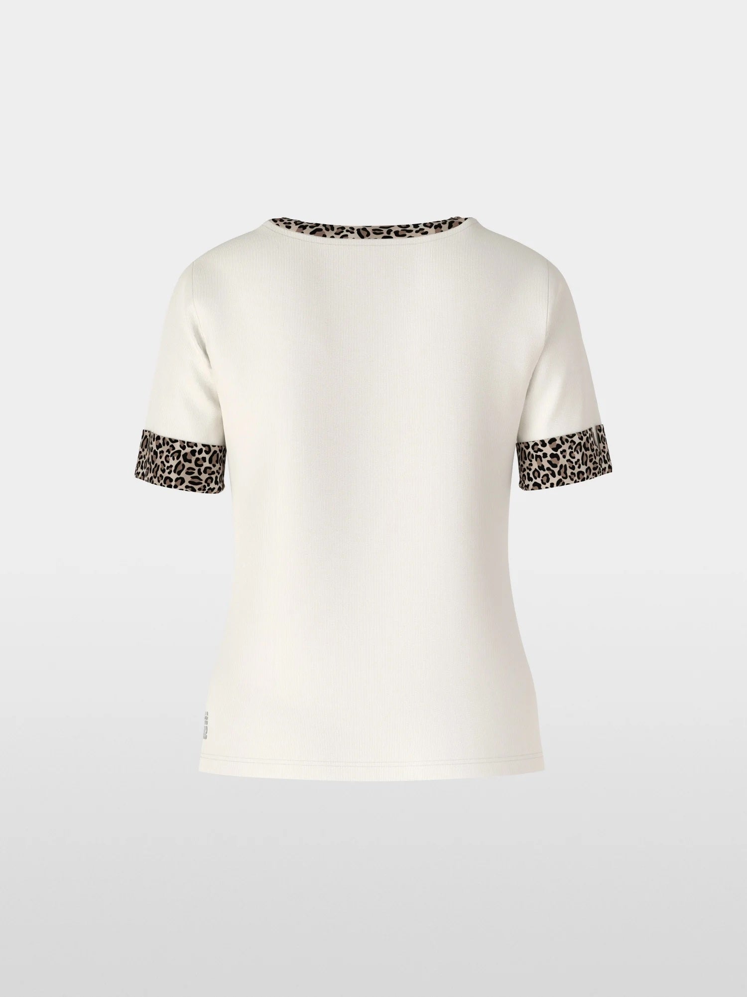 Off White Leopard Trim Stretch Cotton T-Shirt