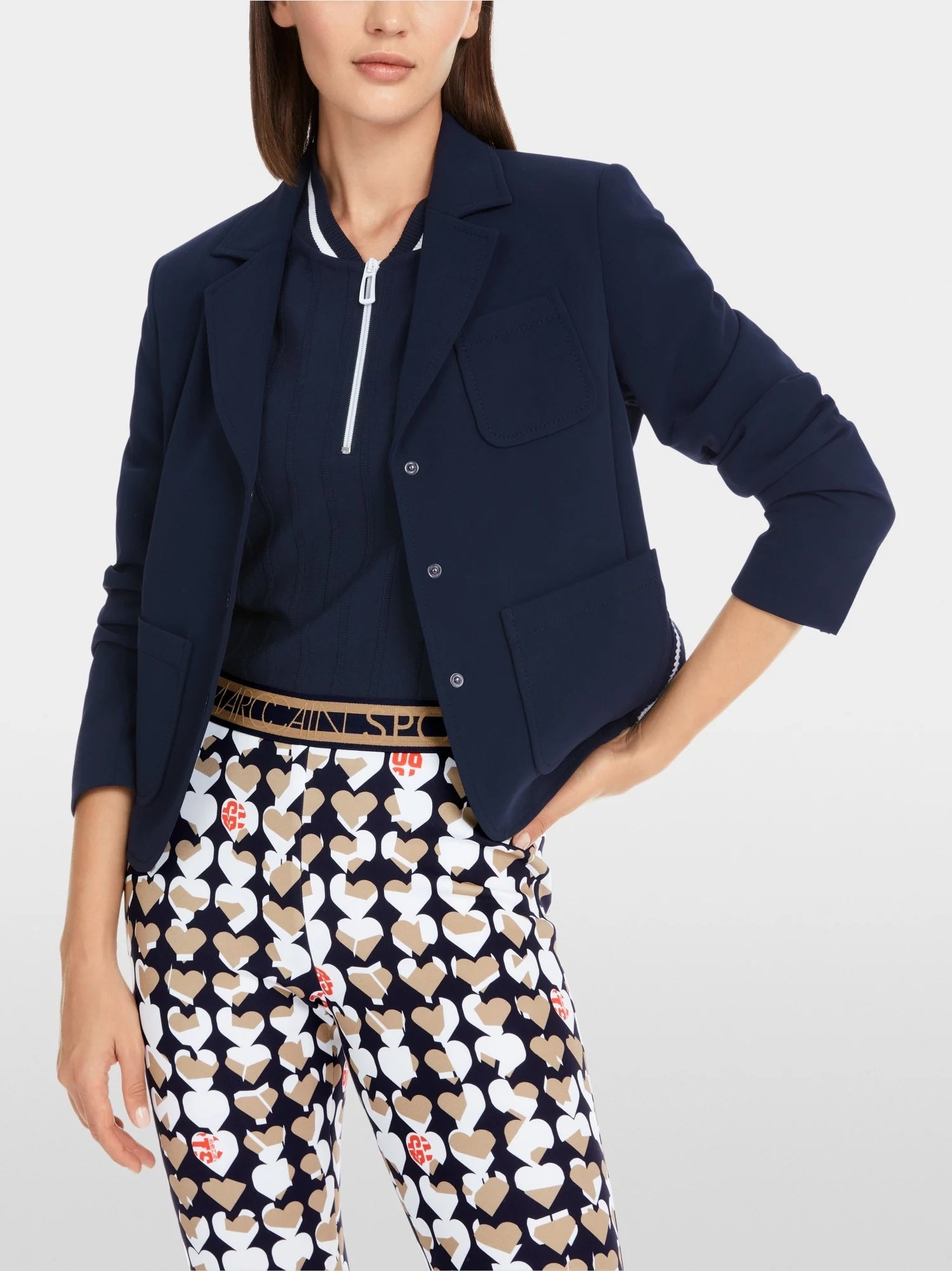 Navy Side Stripe Single Breast Blazer