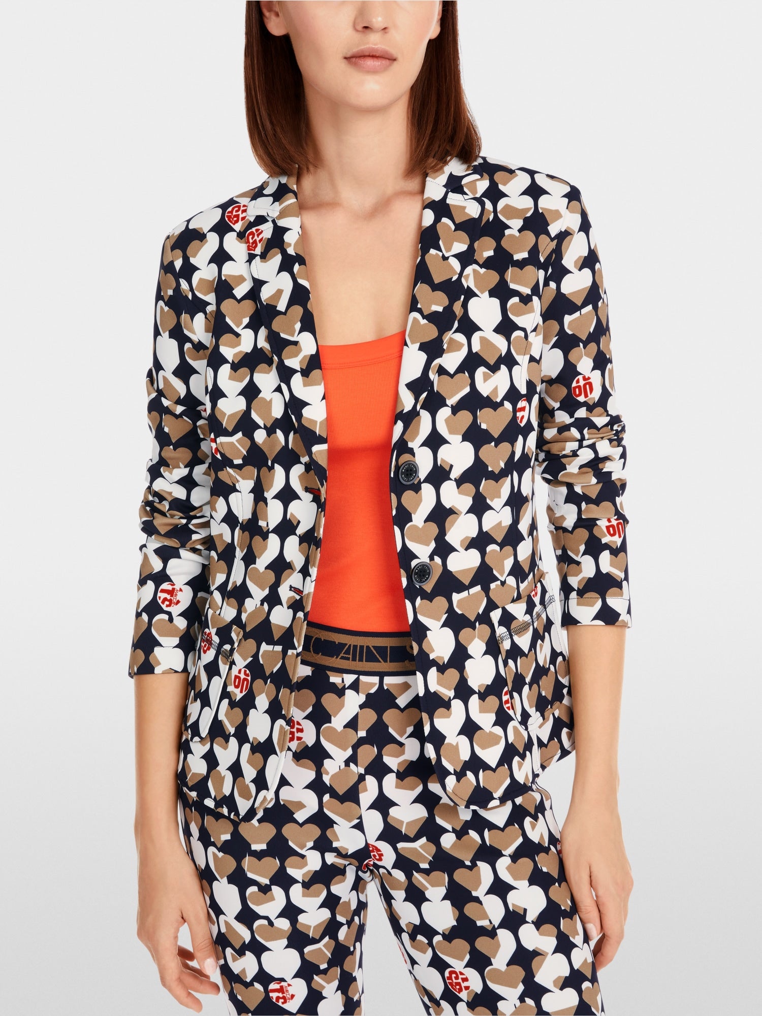 Navy Splithearts Print Jersey Blazer