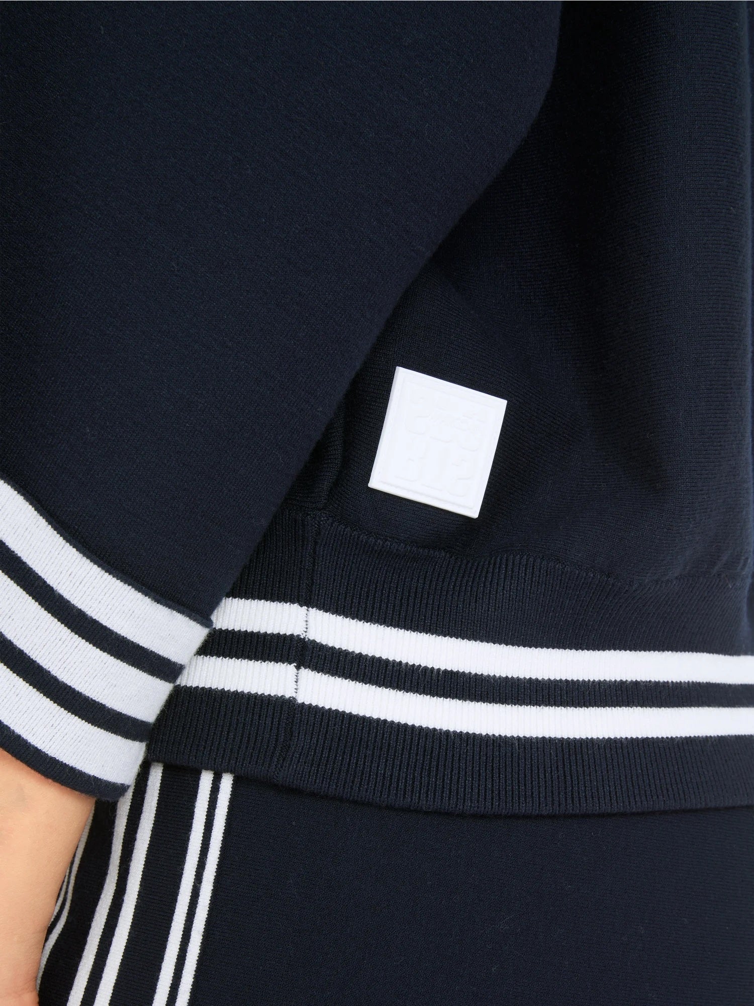 Navy Sports Trim Hooded Cardigan