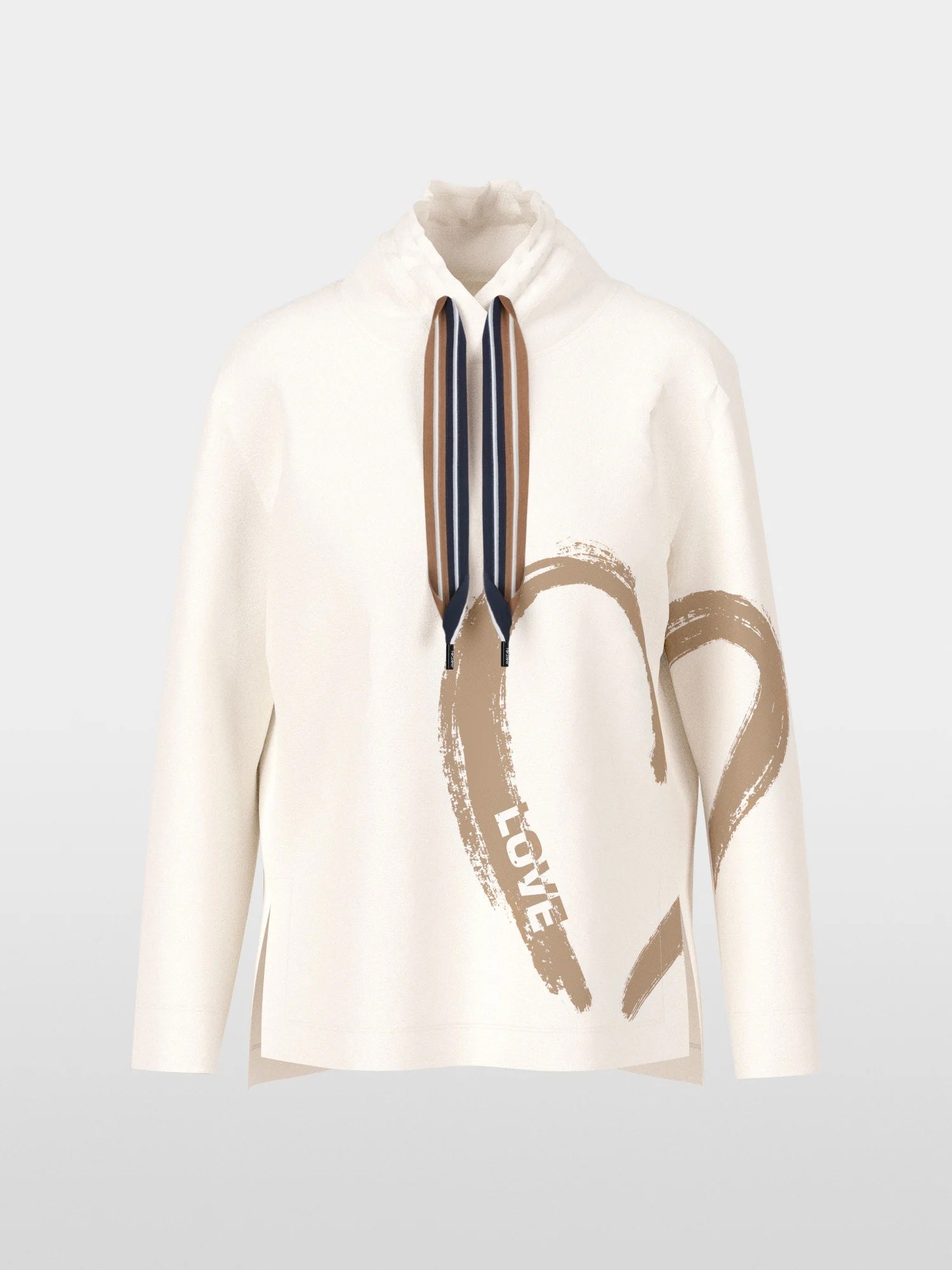 Off White Funnel Neck Heart Sweatshirt